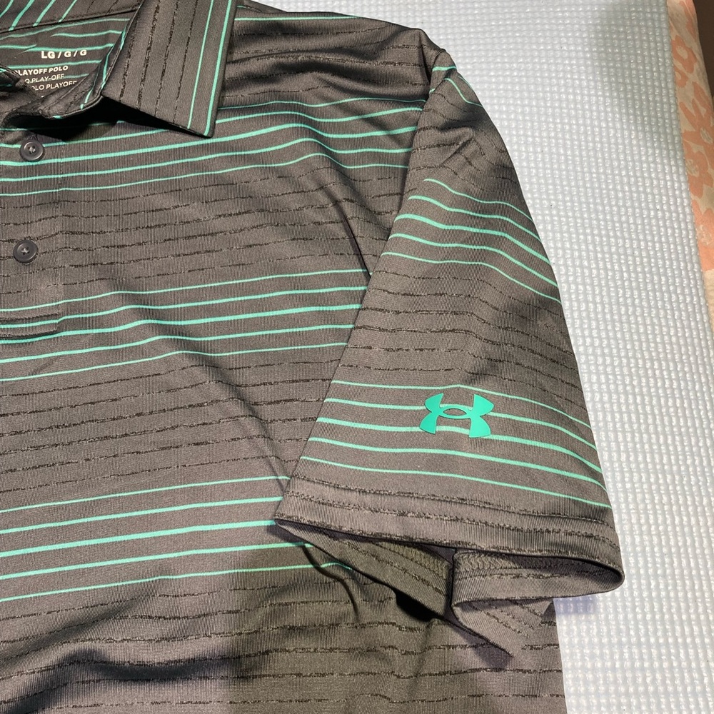 Under armour gray polo with light blue accent